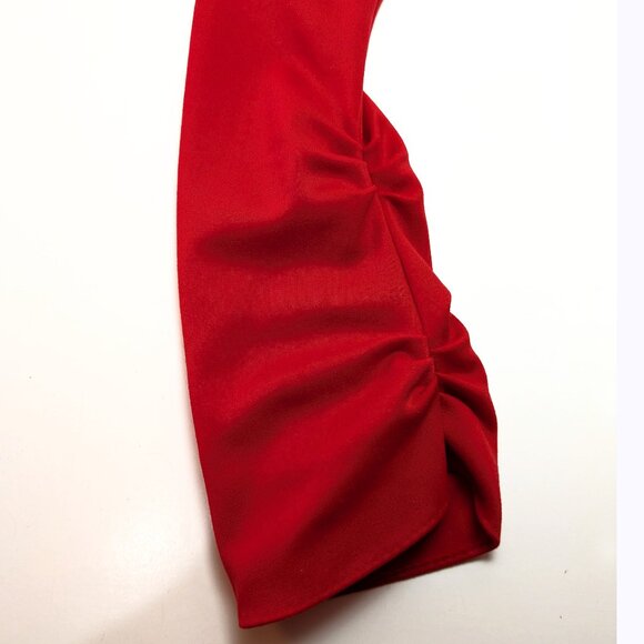 Vintage 50s Elbow Length Red Gloves 7 Long Ruched Shirred Formal Prom Evening - Picture 5 of 7